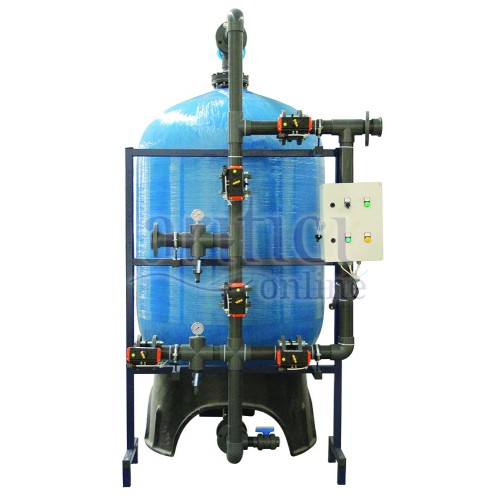 FRP Tanklı Yüzey Borulamalı Aktif Karbon Filtre Sistemi 9 m3/saat